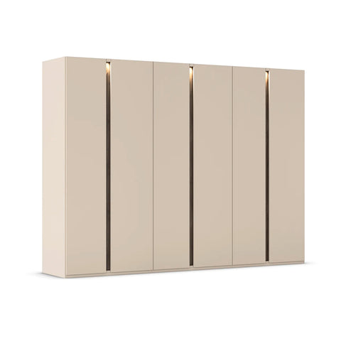 Larisa 301cm Champagne & Atlantic Oak Hinged 6 Door Wardrobe