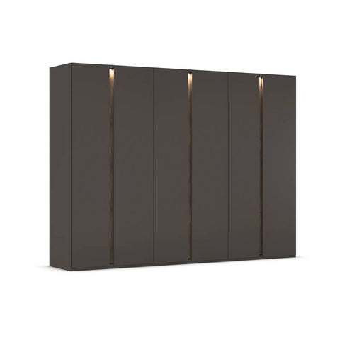 Larisa 301cm Graphite & Atlantic Oak Hinged 6 Door Wardrobe