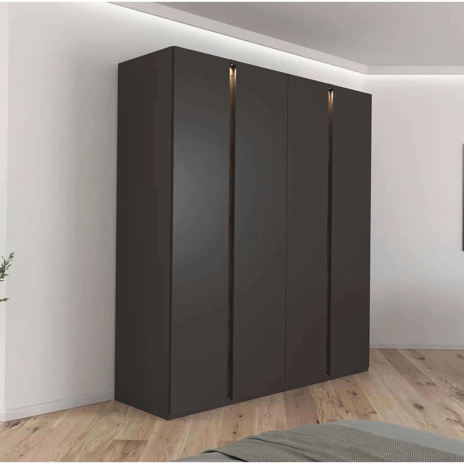 Larisa Champagne & Atlantic Oak Hinged 4 Door Wardrobe