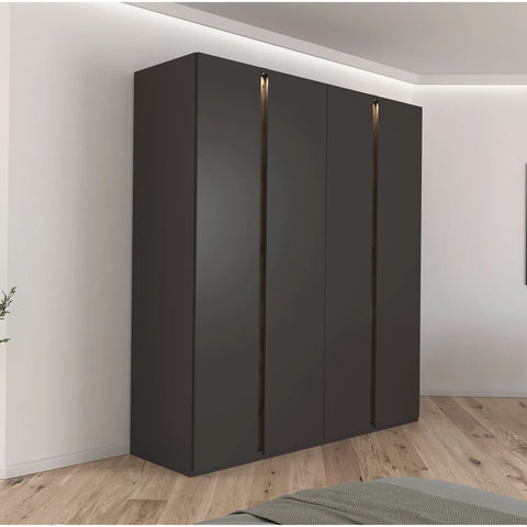 Larisa Graphite & Atlantic Oak Hinged 4 Door Wardrobe