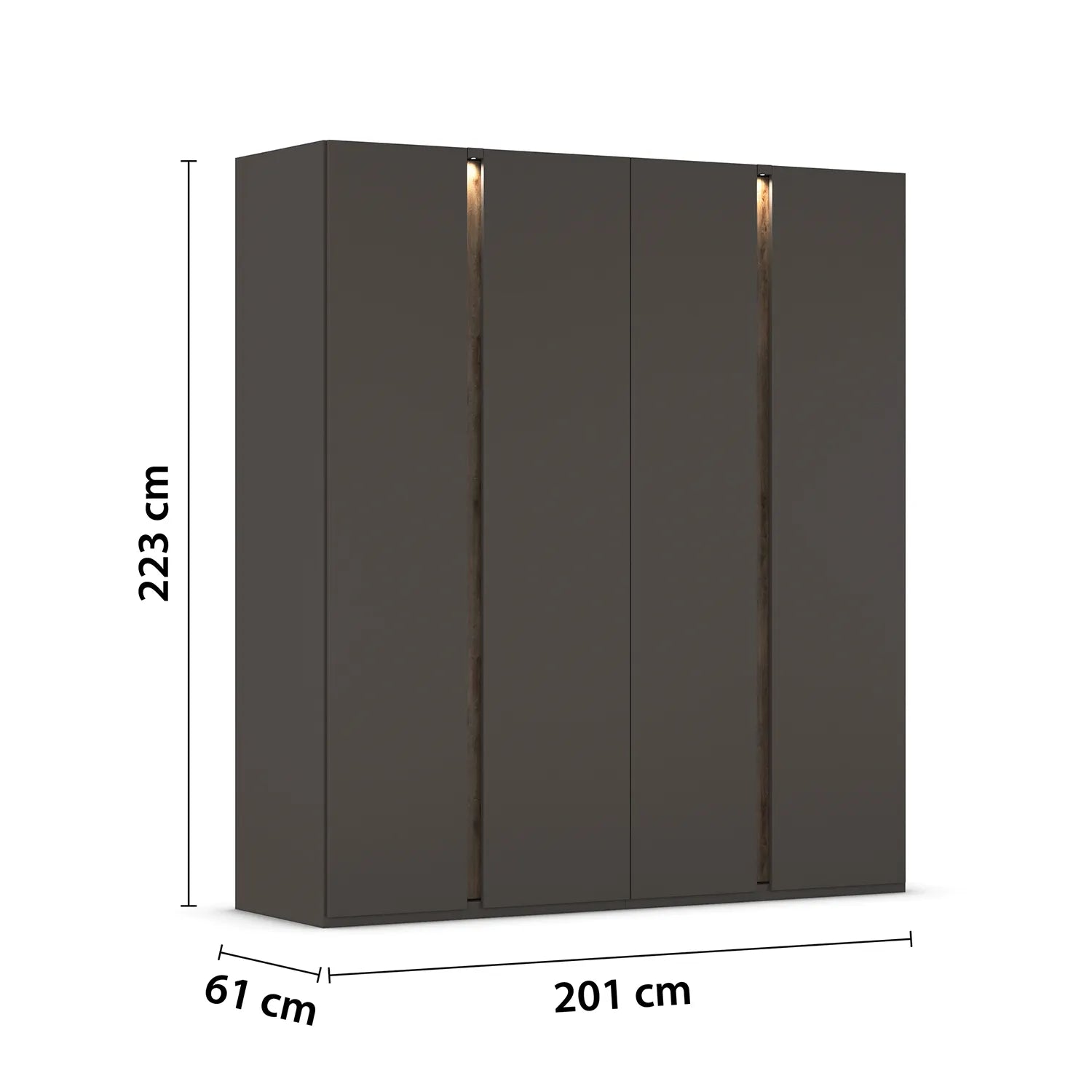 Larisa Graphite & Atlantic Oak Hinged 4 Door Wardrobe