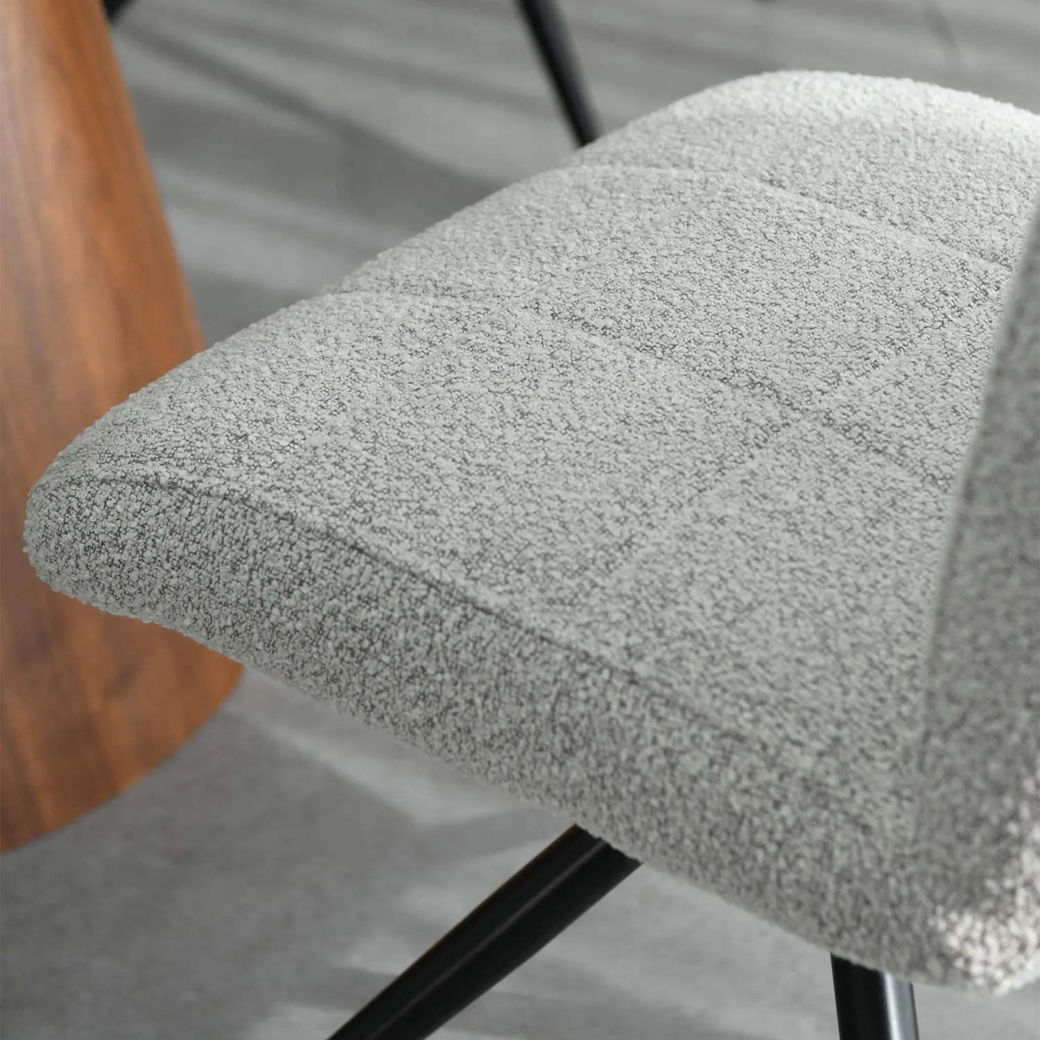 Laura Grey Boucle Fabric Dining Chairs  - Chair Detailing