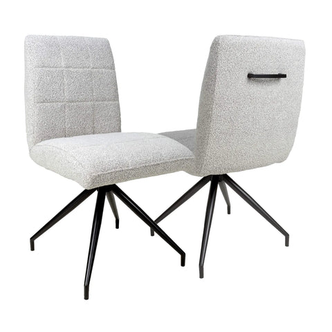 Laura Grey Boucle Fabric Dining Chairs 