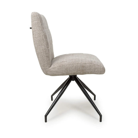 Laura Oatmeal tweed Fabric Modern Dining Chairs  with Black Legs