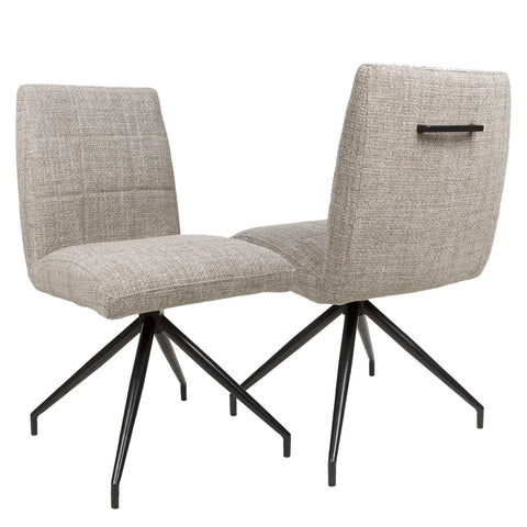 Laura Oatmeal tweed Fabric Dining Chairs  with Black Legs