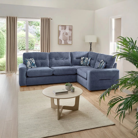 Fairmont Fabric Upholstered Blue LHF Corner Sofa