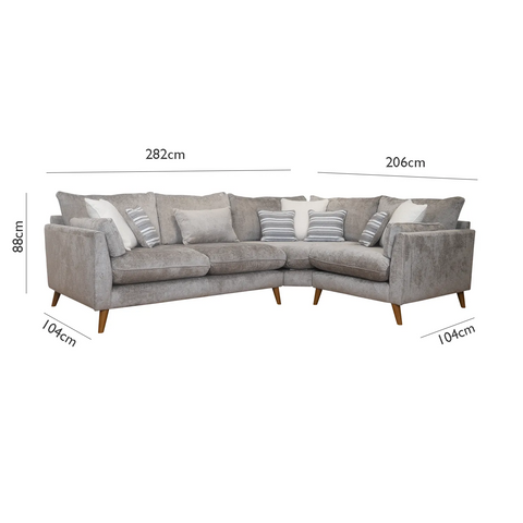 Kensington Padua Fabric 2 Corner 1 Sofa - Dimensions