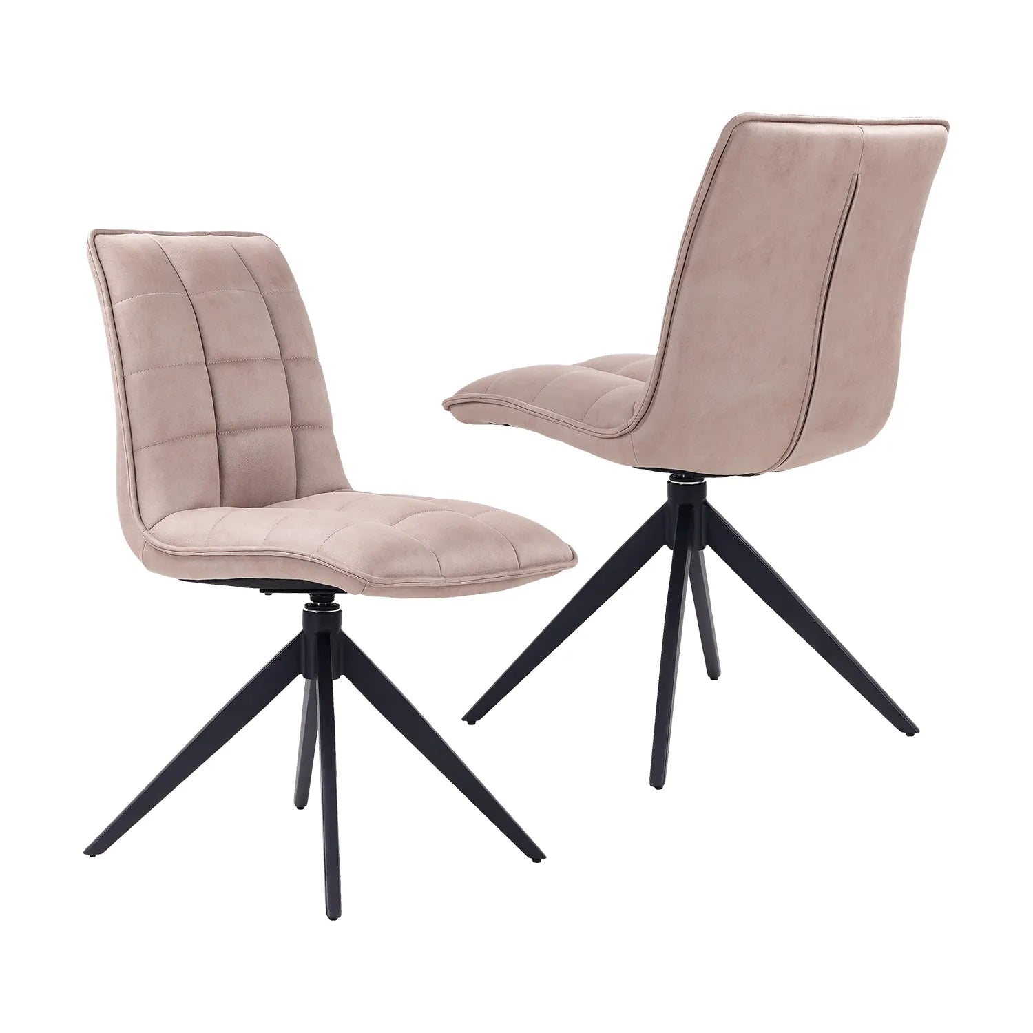 Warrior Taupe Fabric Set of 4 Swivel Dining Chairs