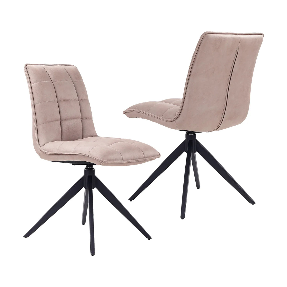 Lima Mink Fabric Swivel Dining Chairs