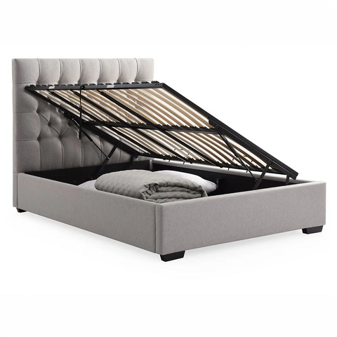 Lisa Upholstered Button Back Ottoman Bed  - Grey Bed Main Image