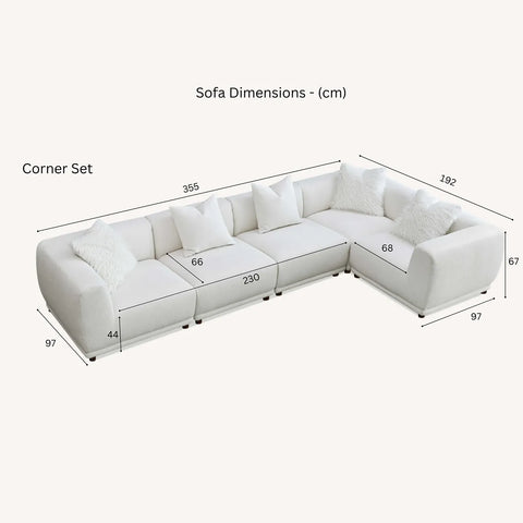 Lottie Modular Corner Group in Polar Boucle Sofa - Overall Measurements Image