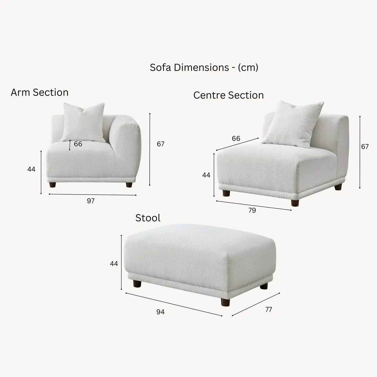 Lottie Modular Corner Group in Polar Boucle Sofa