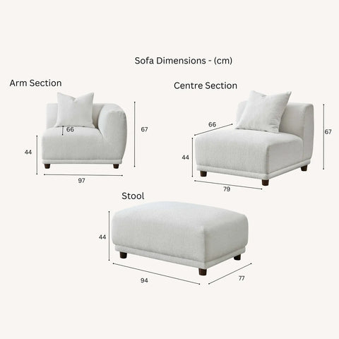 Lottie Modular Corner Group in Polar Boucle Sofa - Individual Measurement Image