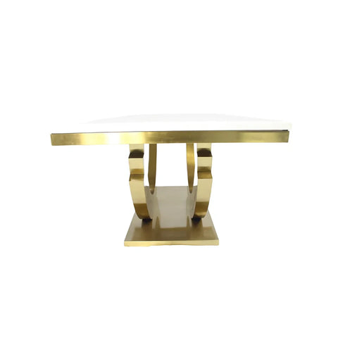 2m Gold Base Marble Top Dining Table