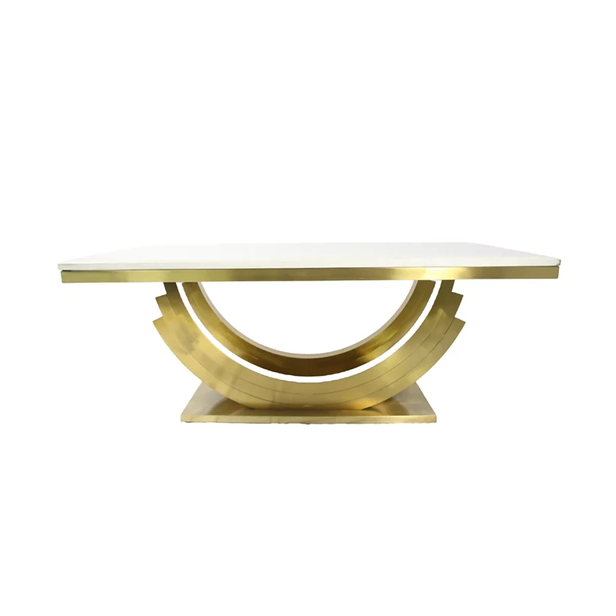 Gold Base Cream Marble Dining Table