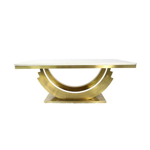 Gold Base Cream Marble Dining Table