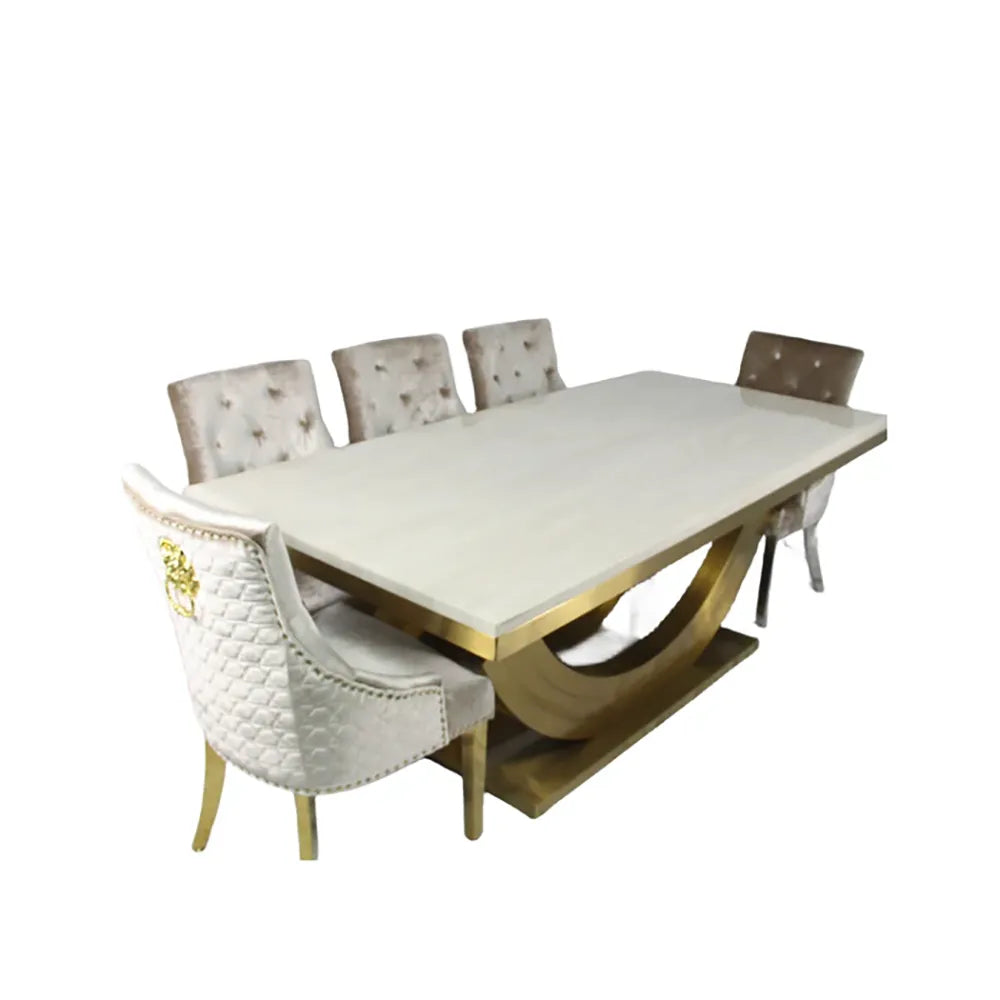 Lucas Marble Dining Table With Gold Base and Marble Top