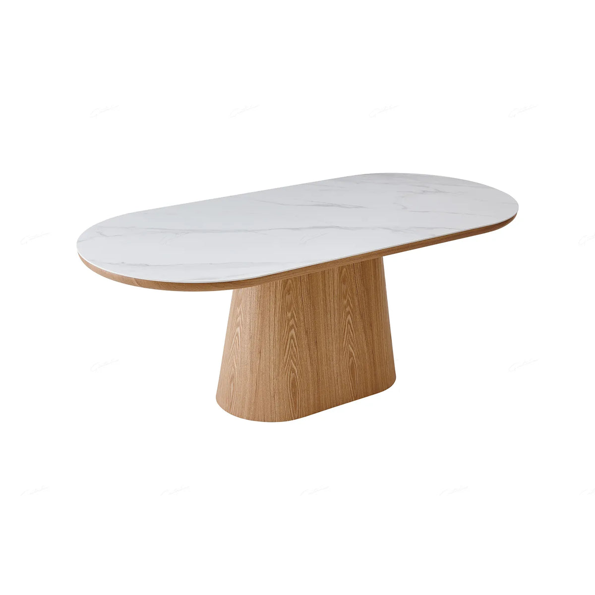 Lucerne Oval Beech Oak & White Sintered Stone Dining Table