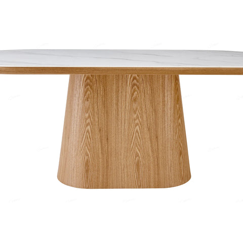 Lucerne Large 2M Oval Beech Oak & White Sintered Stone Dining Table