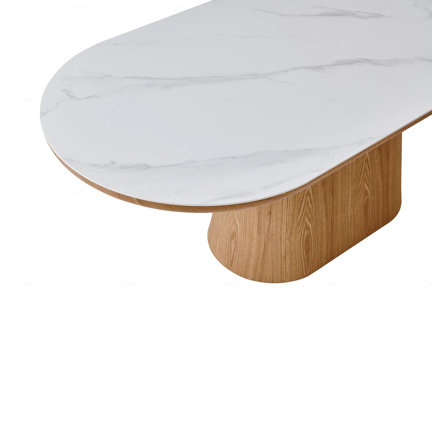 Lucerne Oval Beech Oak & White Sintered Stone Dining Table