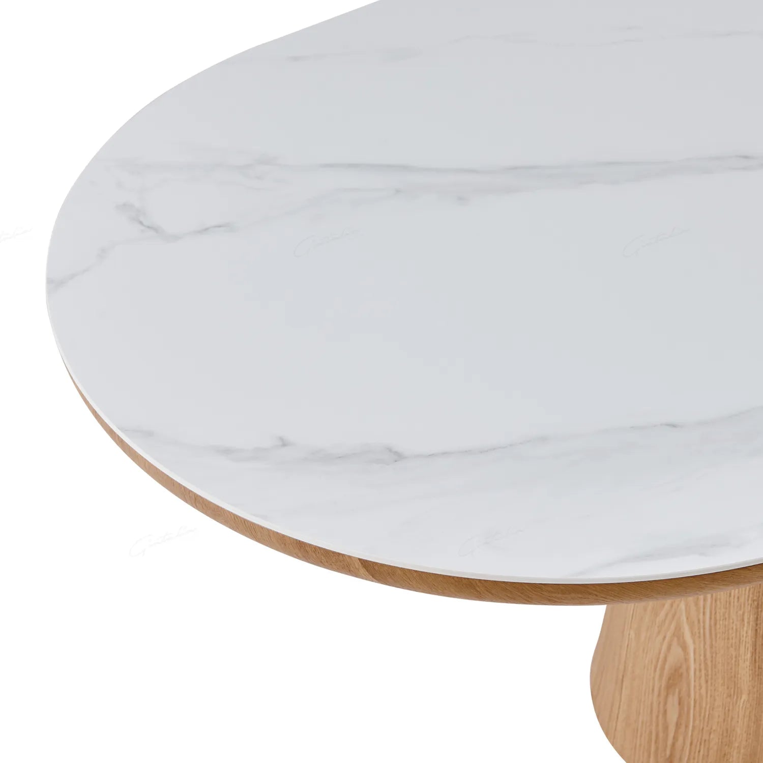 Lucerne Oval Beech Oak & White Sintered Stone Dining Table