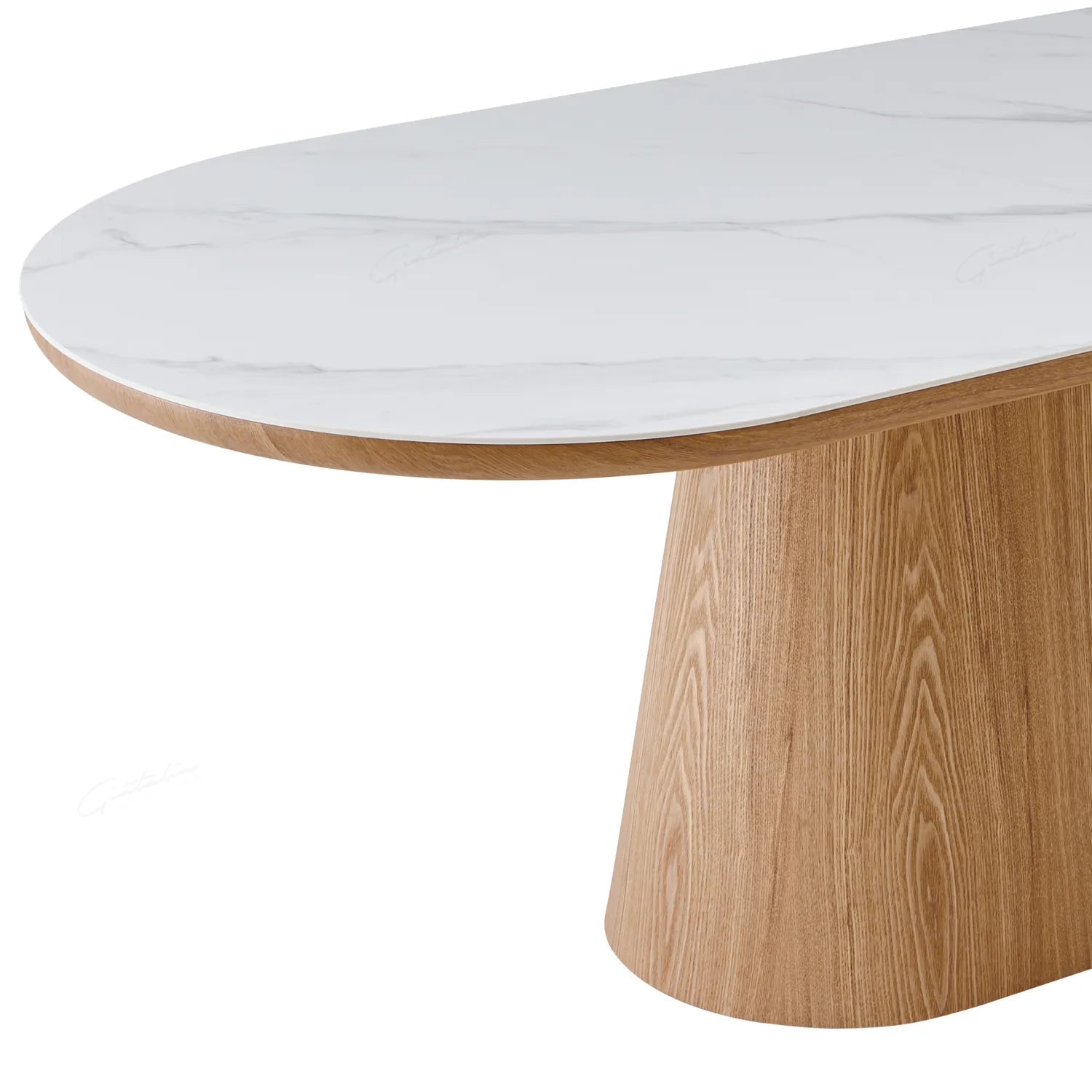 Lucerne Oval Beech Oak & White Sintered Stone Dining Table