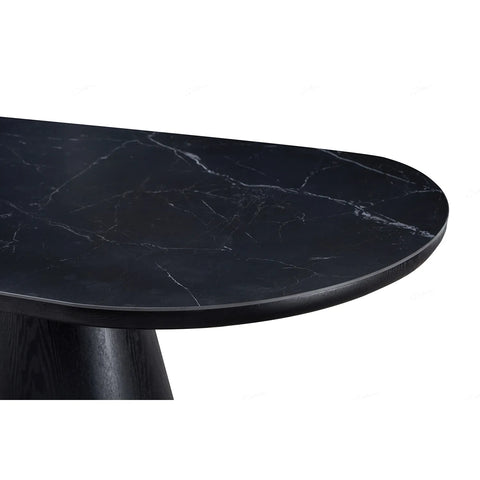 Lucerne Oval Black Oak & Black Sintered Stone 2M Dining Table - Oval Shape