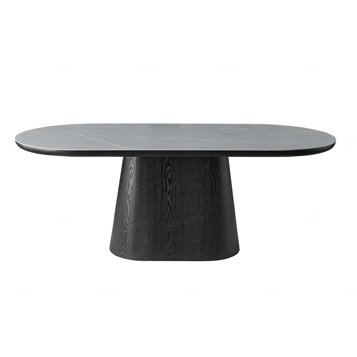 Lucerne 2M Oval Black Oak & Grey Sintered Stone Dining Table