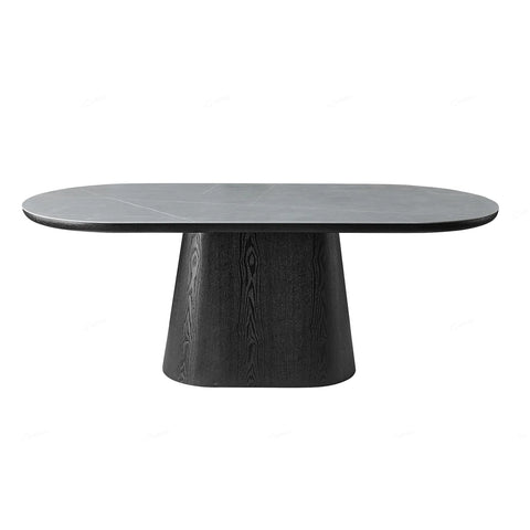 Lucerne Large 8 Seater Oval Black Oak & Grey Sintered Stone Dining Table