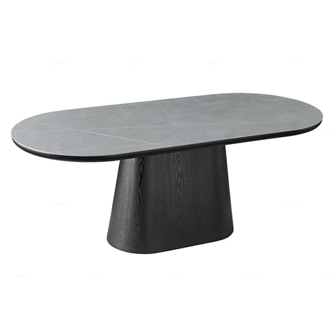 Lucerne 2M Oval Black Oak & Grey Sintered Stone Dining Table