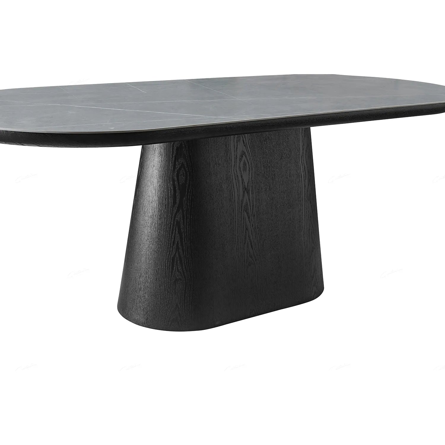 Lucerne 2M Oval Black Oak & Grey Sintered Stone Dining Table