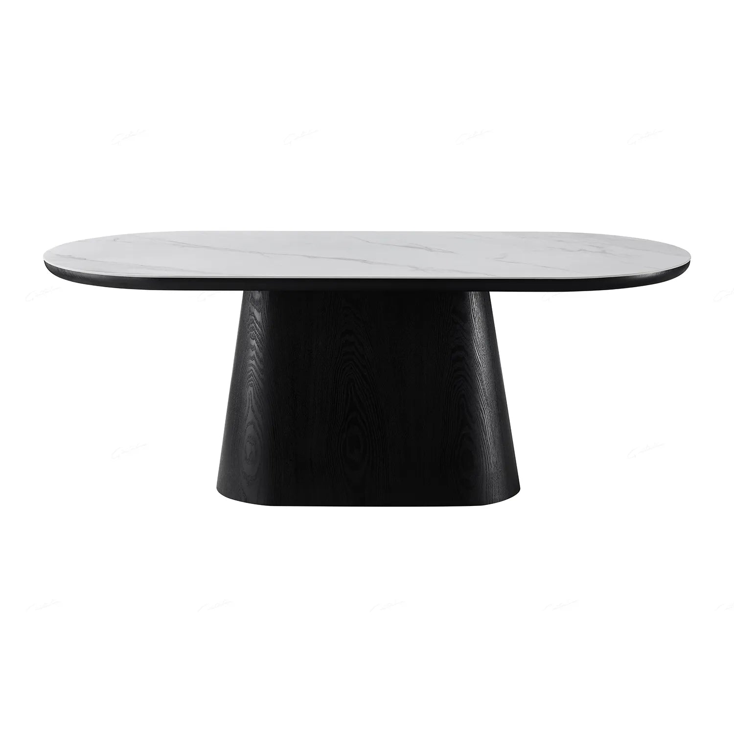 Lucerne Oval Black Oak & White Sintered Stone Dining Table