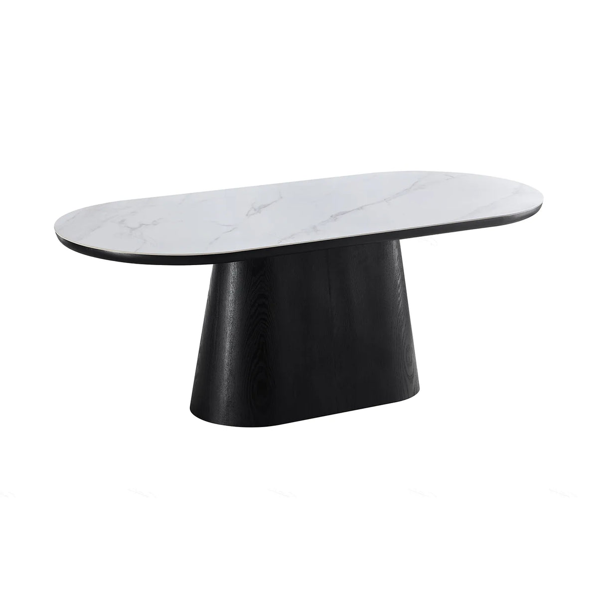 Lucerne Oval Black Oak & White Sintered Stone Dining Table