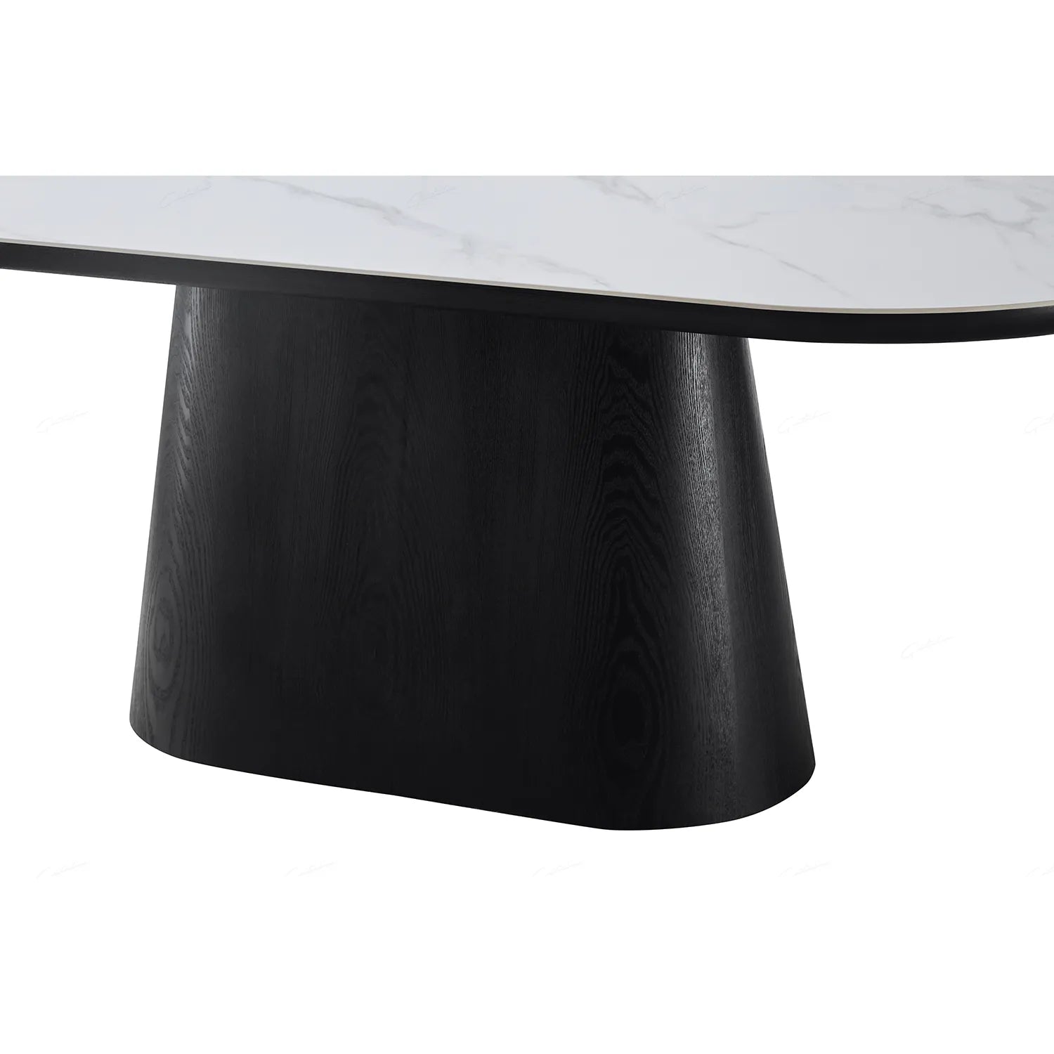 Lucerne Oval Black Oak & White Sintered Stone Dining Table