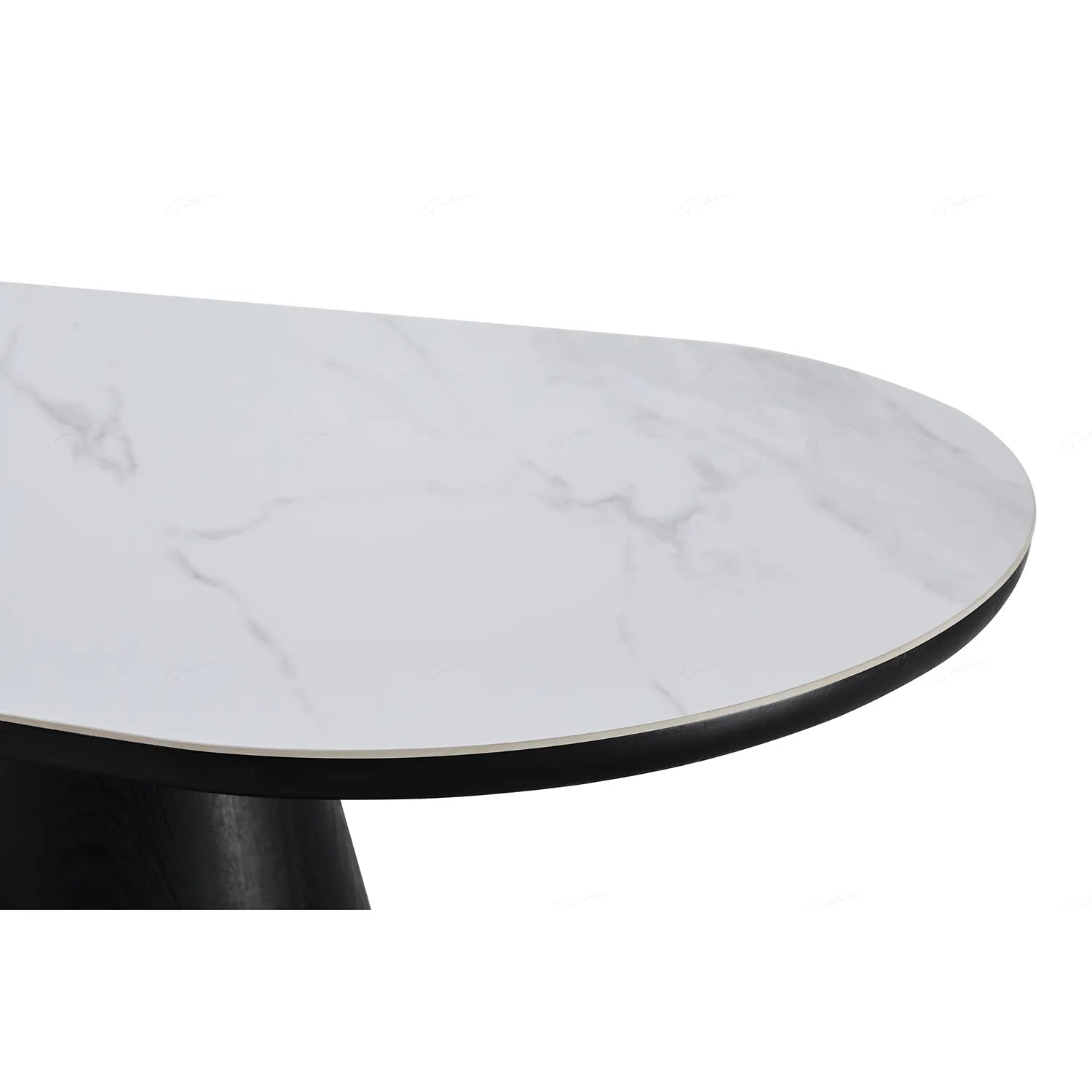 Lucerne Oval Black Oak & White Sintered Stone Dining Table