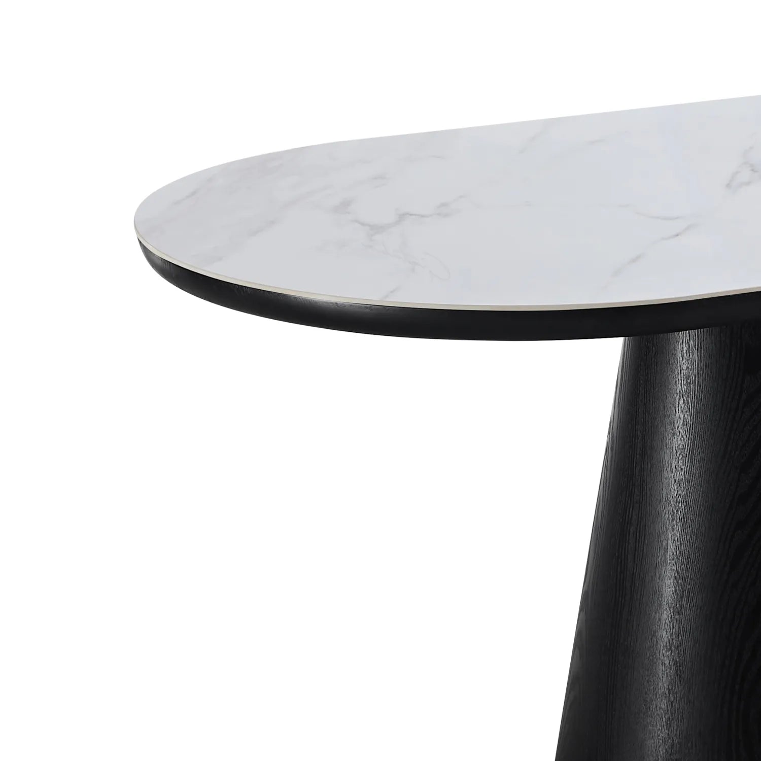 Lucerne Oval Black Oak & White Sintered Stone Dining Table