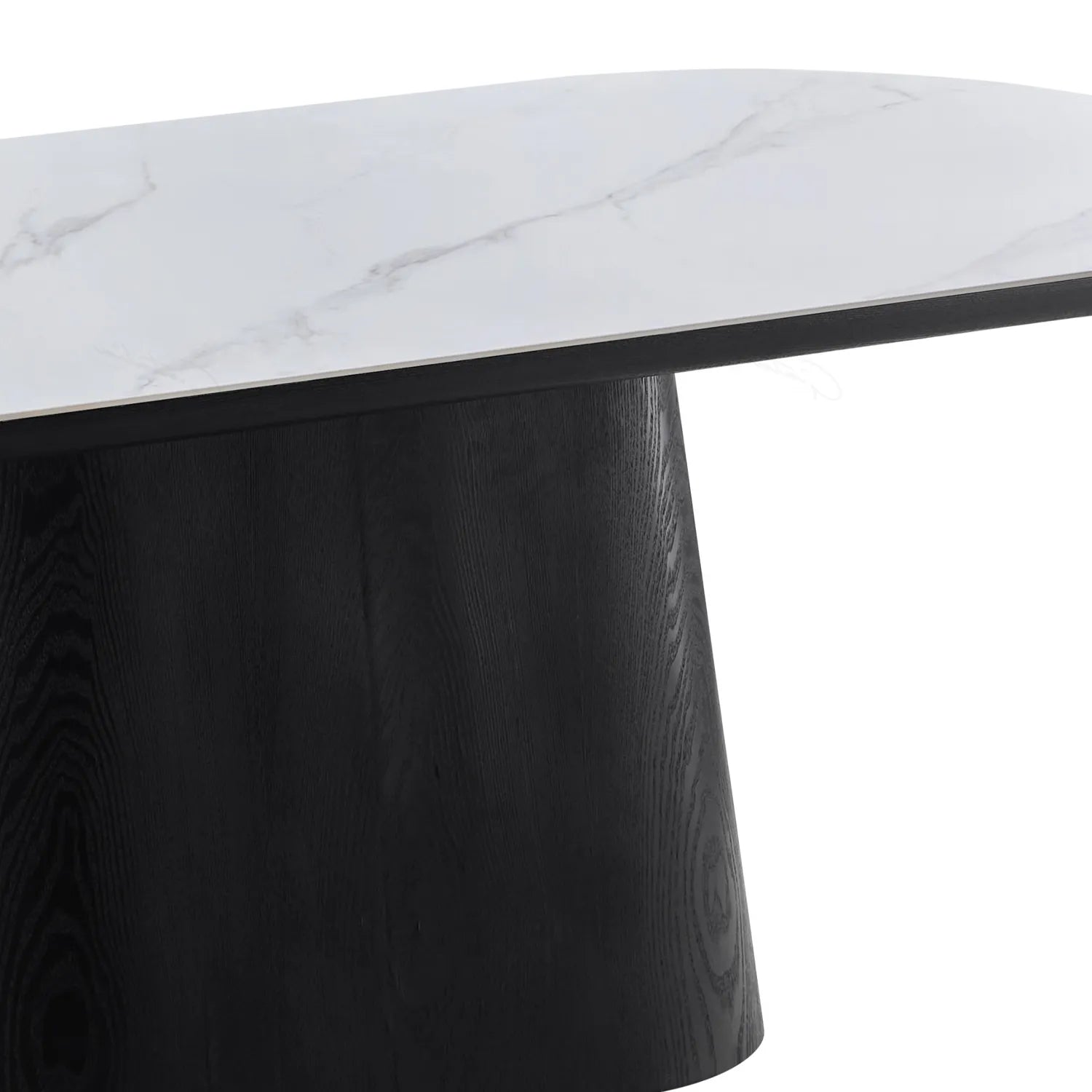 Lucerne Oval Black Oak & White Sintered Stone Dining Table