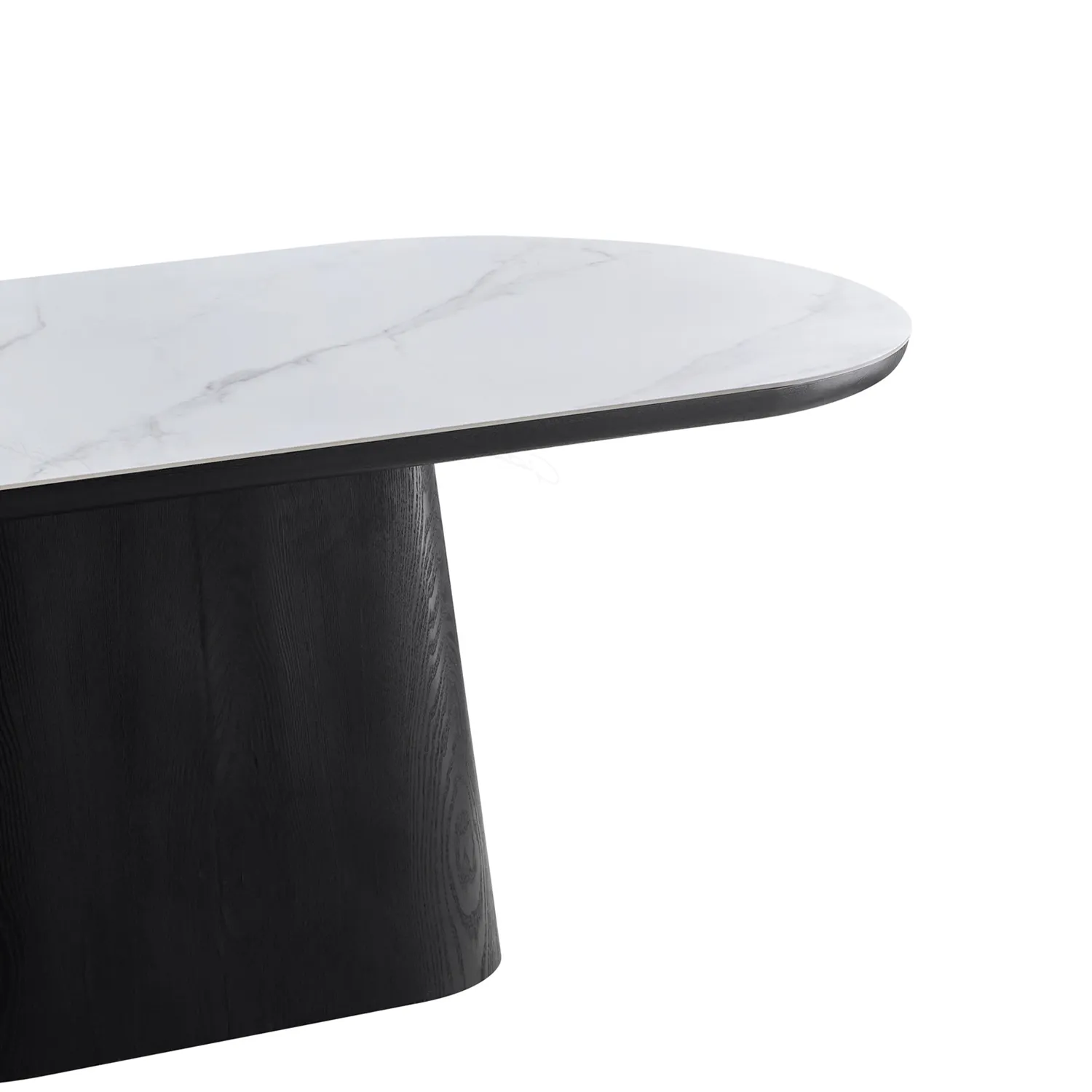 Lucerne Oval Black Oak & White Sintered Stone Dining Table