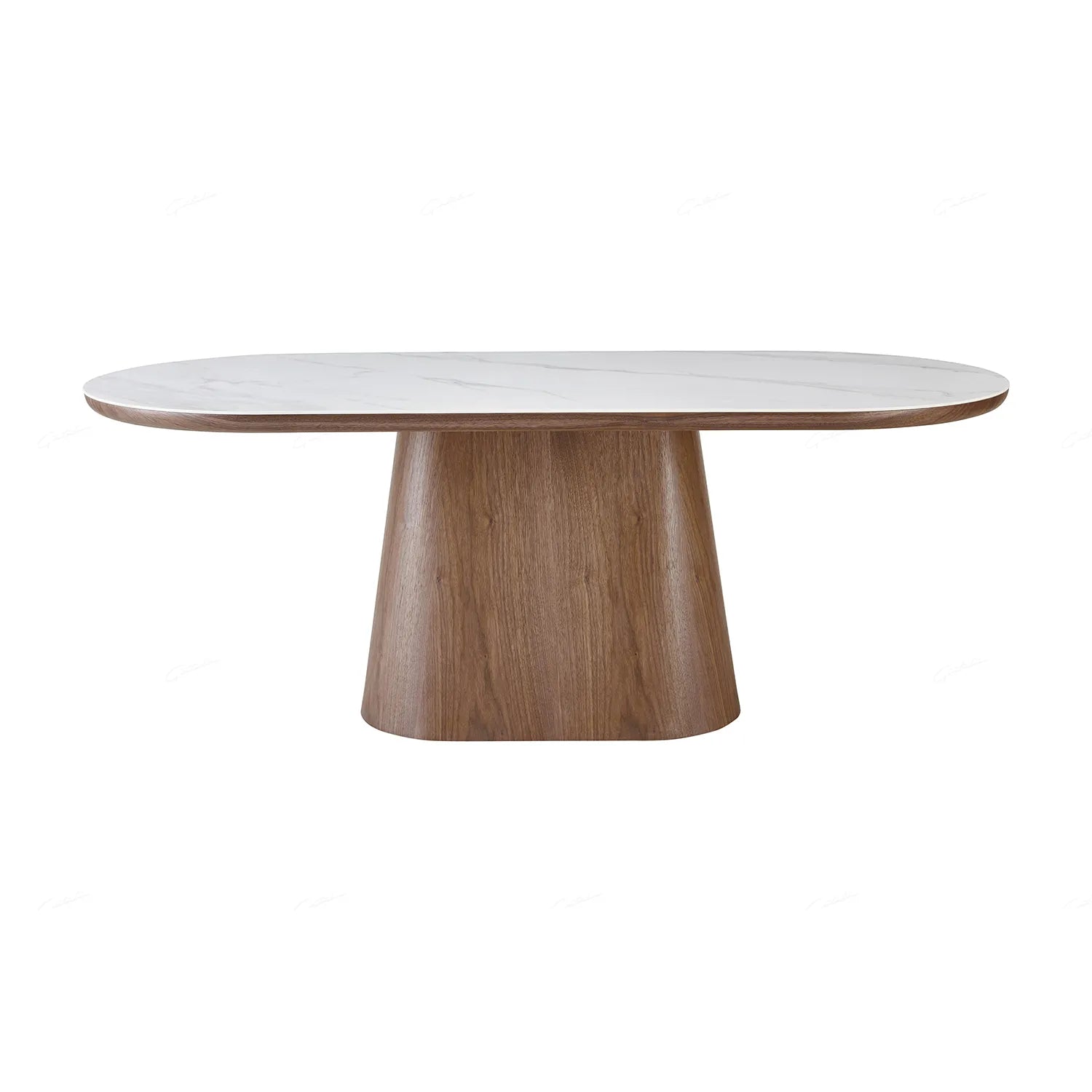 Lucerne Oval Walnut Oak & White Sintered Stone Dining Table