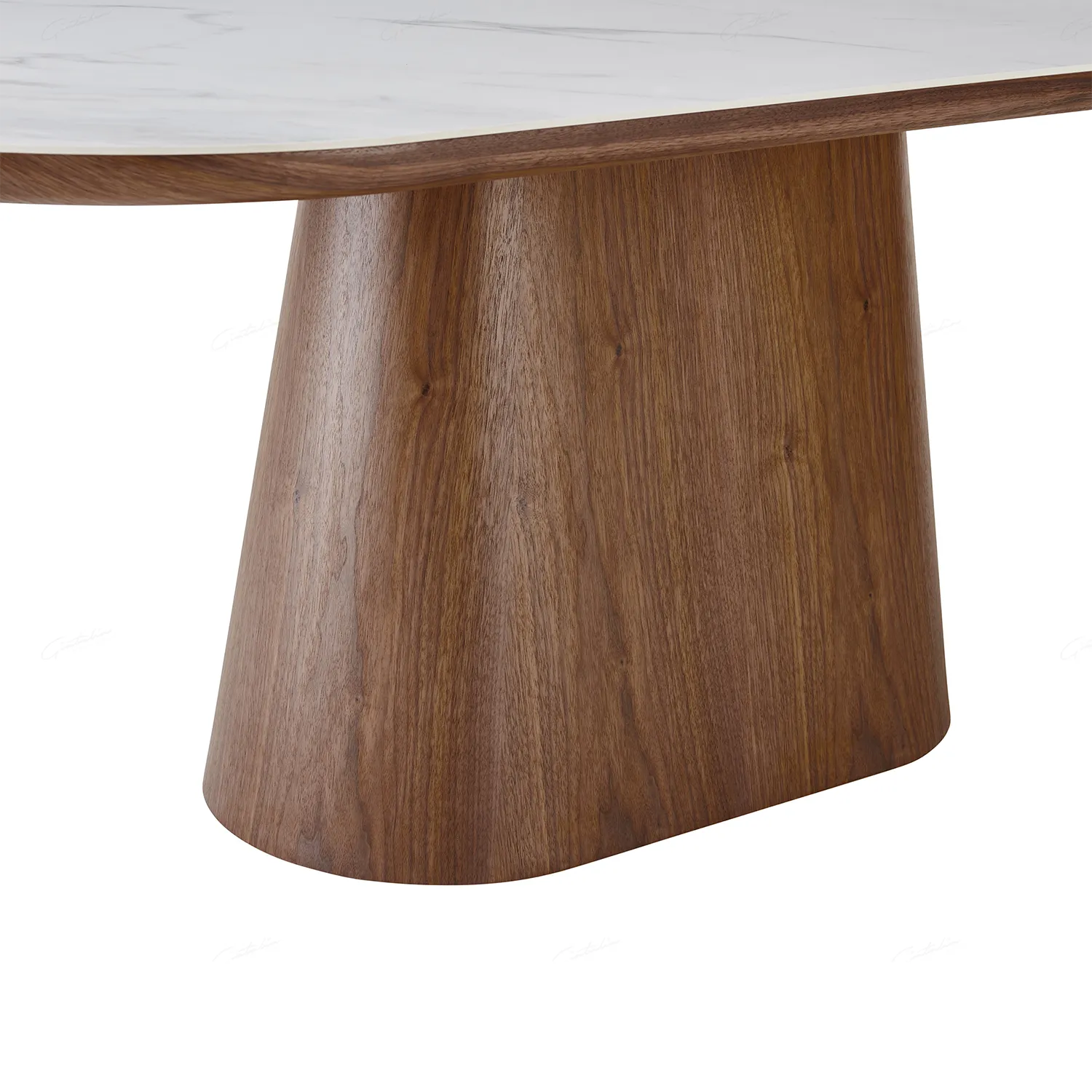 Lucerne Oval Walnut Oak & White Sintered Stone Dining Table