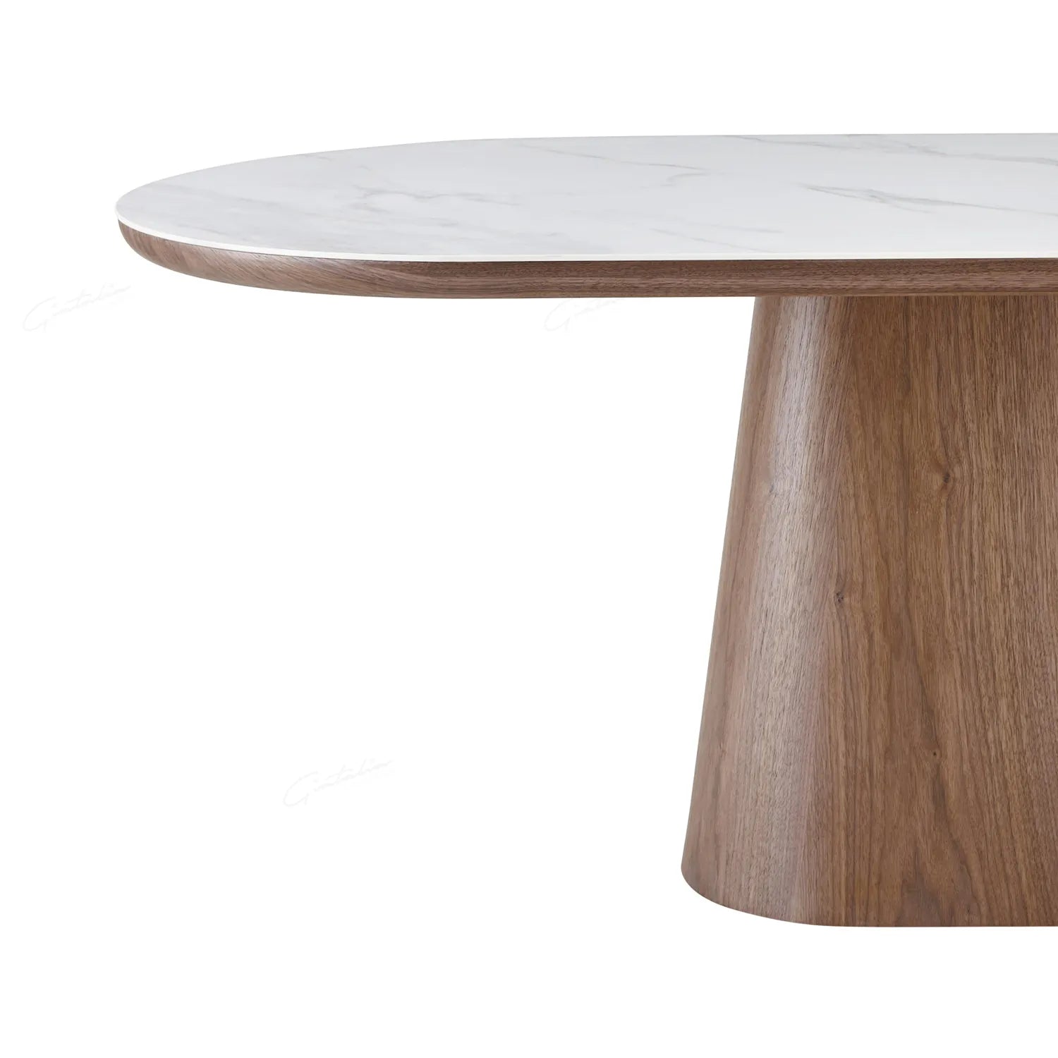 Lucerne Oval Walnut Oak & White Sintered Stone Dining Table