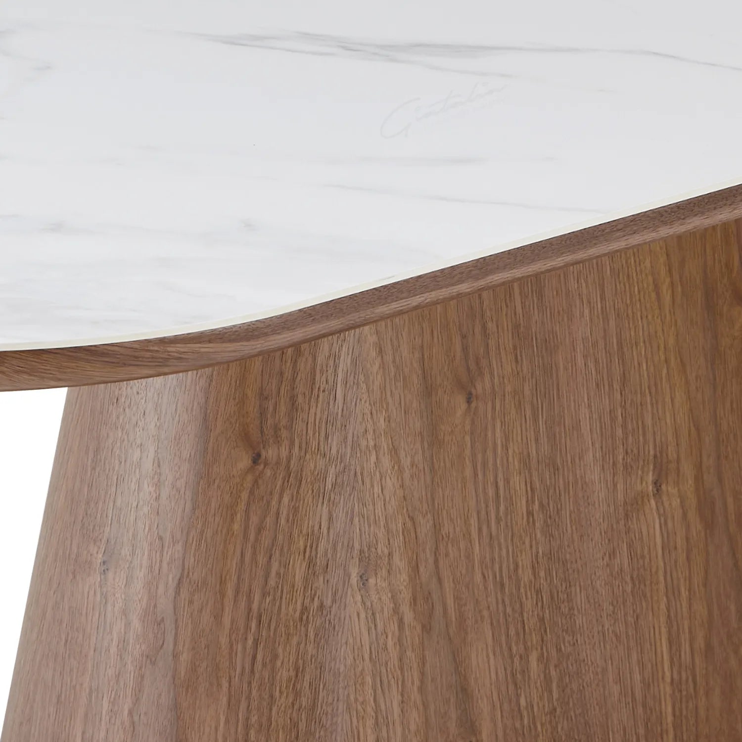 Lucerne Oval Walnut Oak & White Sintered Stone Dining Table