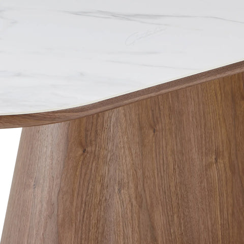 Lucerne Oval Walnut Oak & White Sintered Stone Dining Table - Details