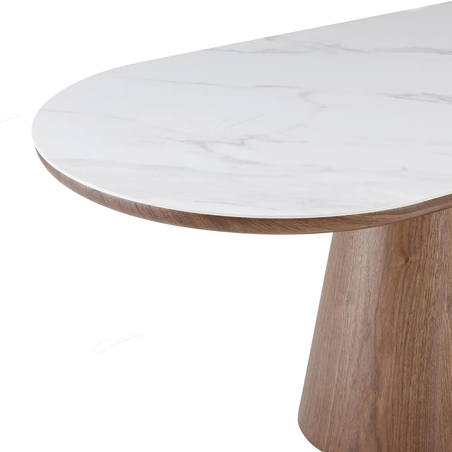 Lucerne Oval Walnut Oak & White Sintered Stone Dining Table