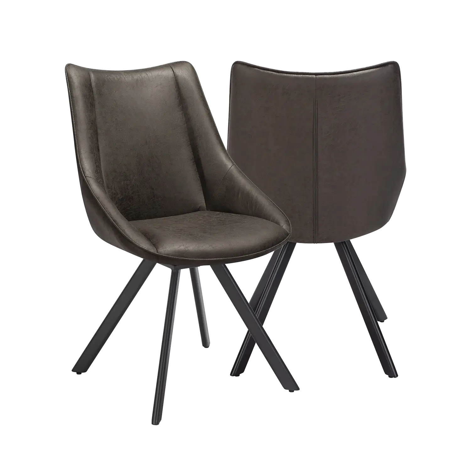 Lucio Set of 4 Faux Leather Swivel Dining Chairs