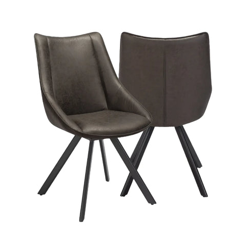 Lucio Set of 4 Faux Leather Swivel Dining Chairs 