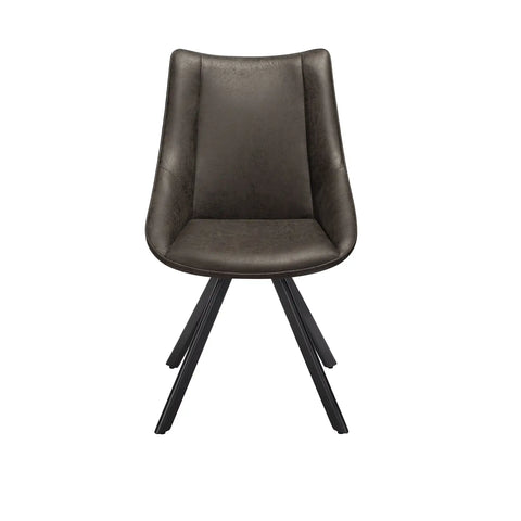 Lucio Grey Set of 4 Faux Leather Swivel Dining Chairs