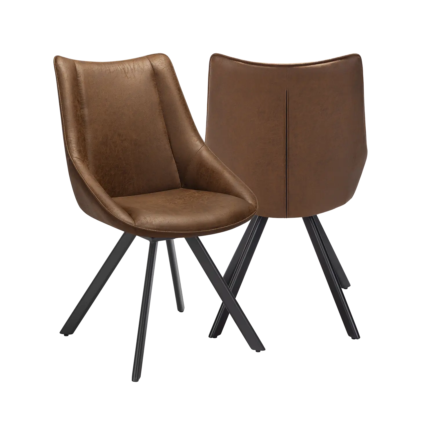 Lucio Tan Set of 4 Faux Leather Swivel Dining Chairs