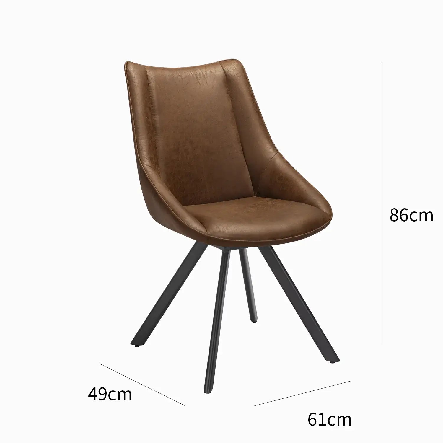 Lucio Tan Set of 4 Faux Leather Swivel Dining Chairs -  Dimensions 