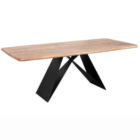 Lucio 170cm Dining Table, Solid Wood Table Top with Black Iron Base. Matching Furniture available - Main Image 